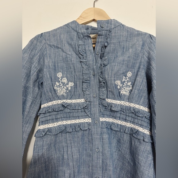 Prairie style long sleeve shirt with collar in XS - Picture 3 of 6